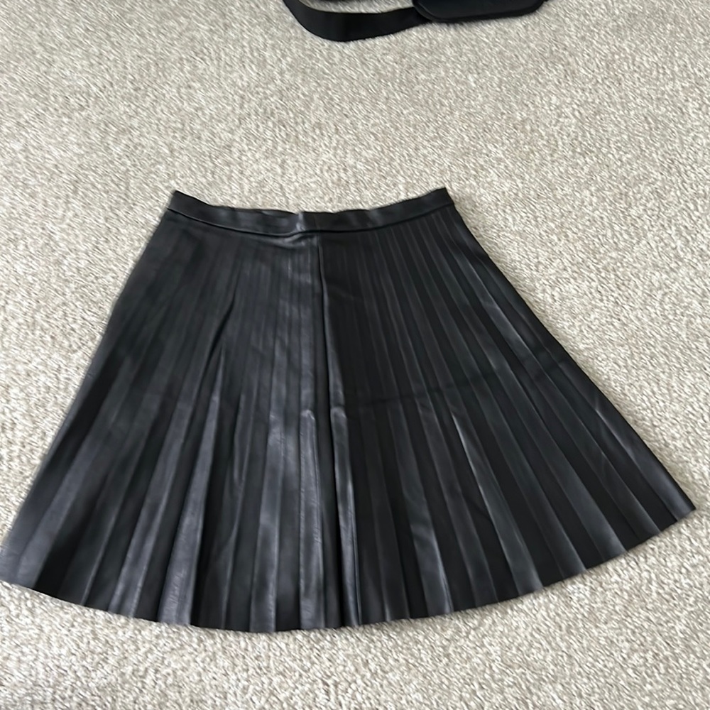 JCREW black leather skirt with inside lining